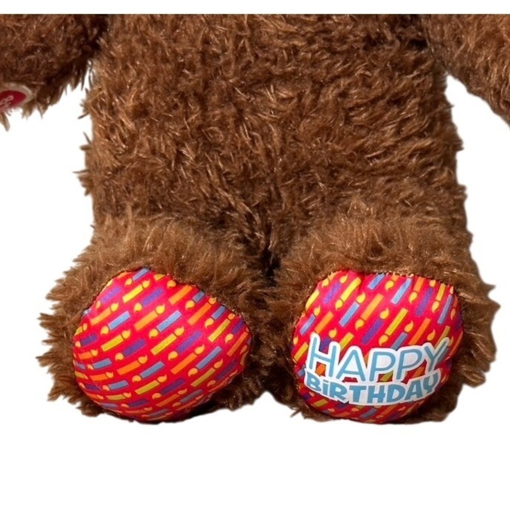 Build-A-Bear Workshop Happy Birthday Brown Shaggy Plush Teddy Bear Candle Paws - Picture 2 of 8